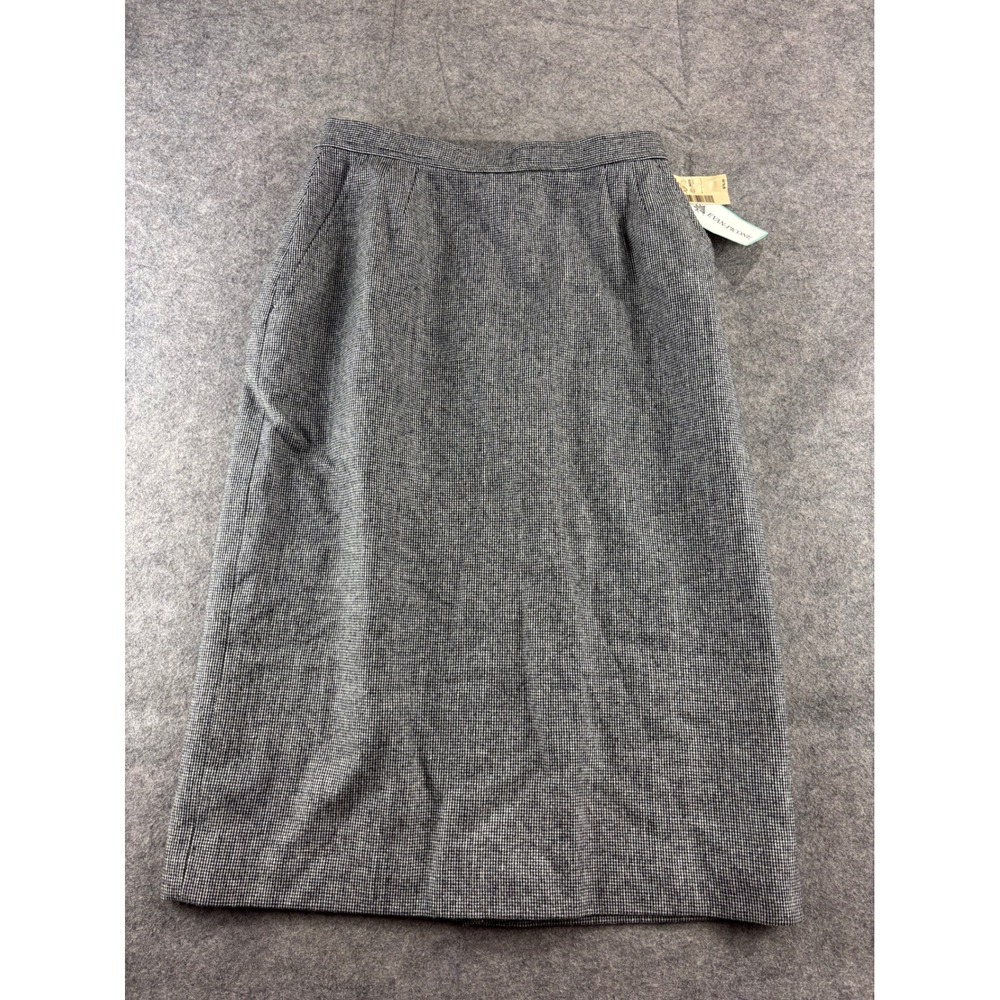 Evan-Picone Vintage Wool Blend Houndstooth Pencil Skirt Black White Size 10 NWT